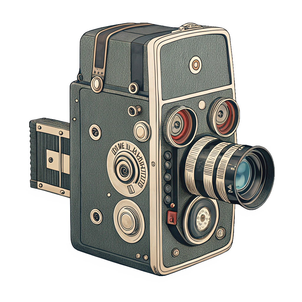a old fashion video camera in a transparent backgr