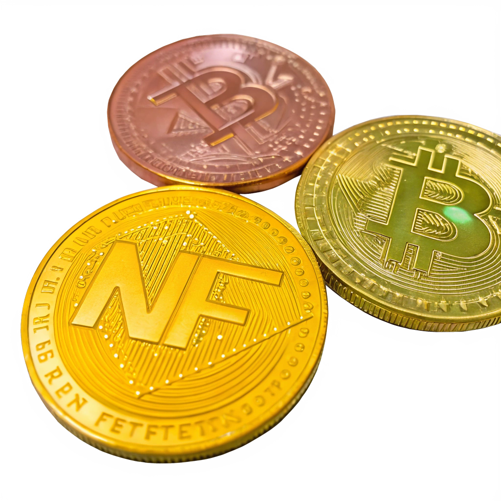coins of nft in a transparent background